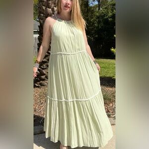 Rachel Zoe Pastel Green Tiered Maxi Dress